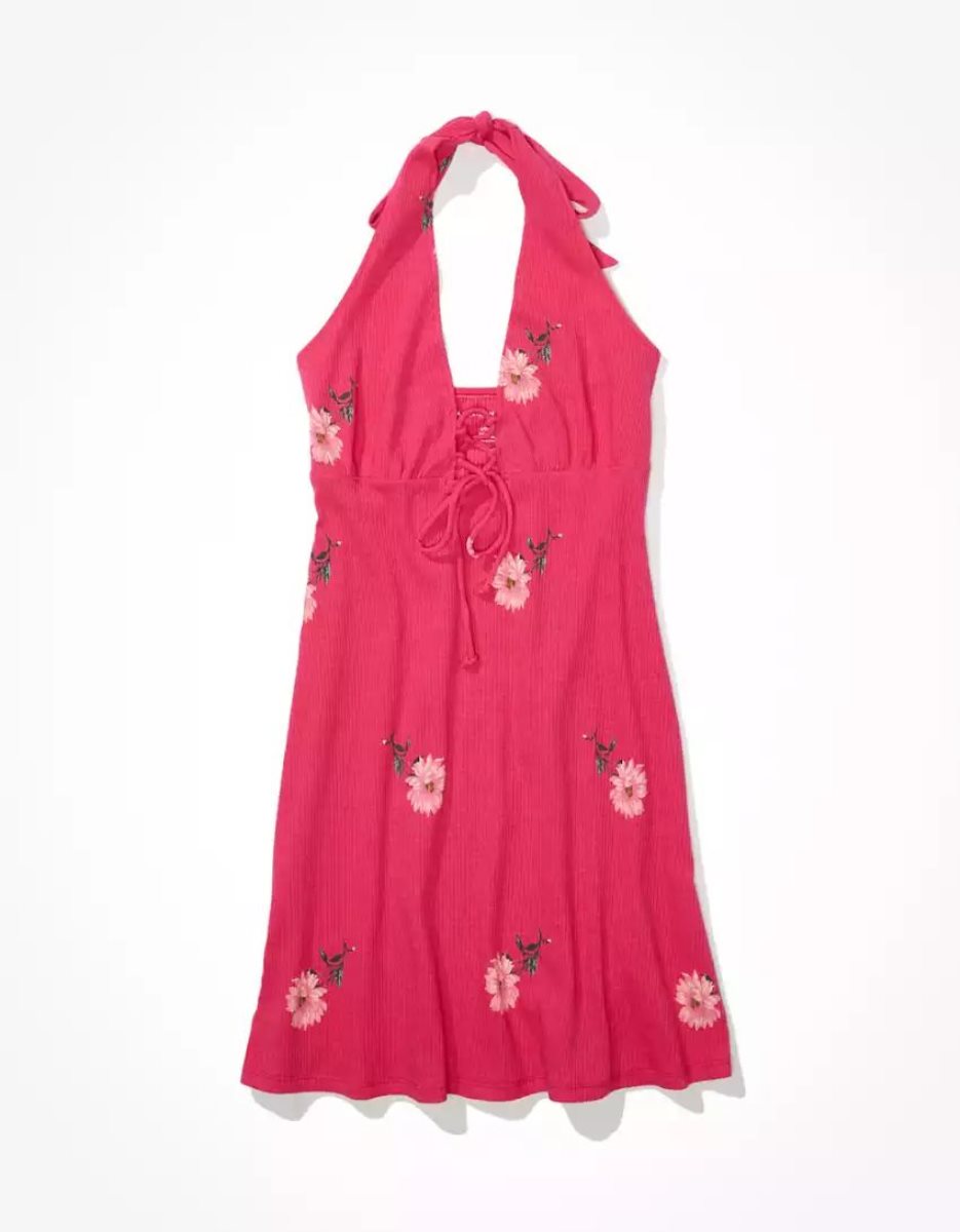 Mini Robe American Eagle AE Halter Tie Rose Femme | JEZ-89858630